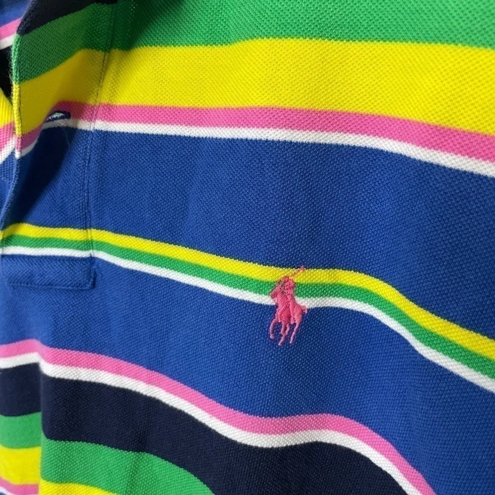 Polo by Ralph Lauren Multi-Color Striped Collared Short Sleeve Shirt